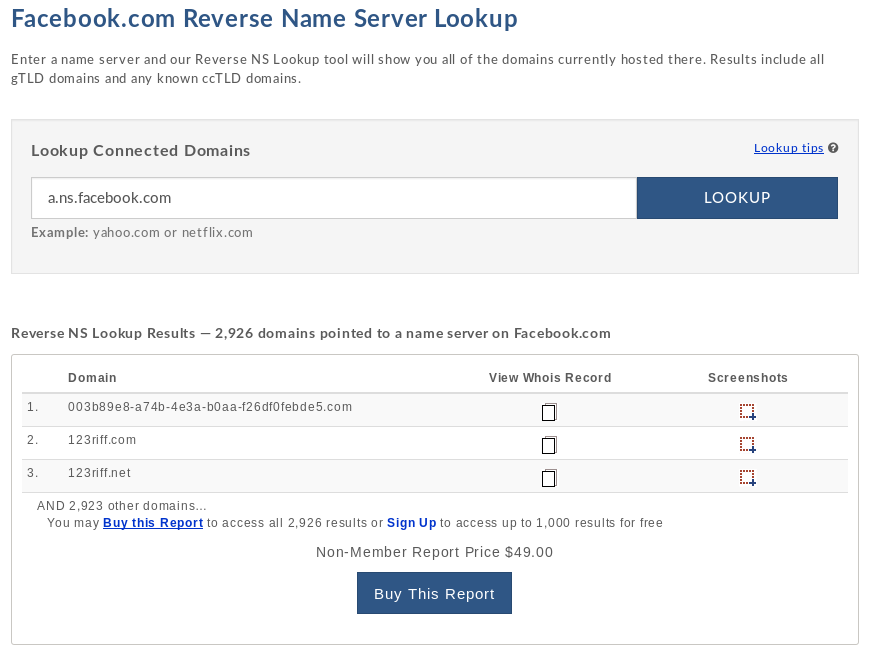 Domain tools lookup