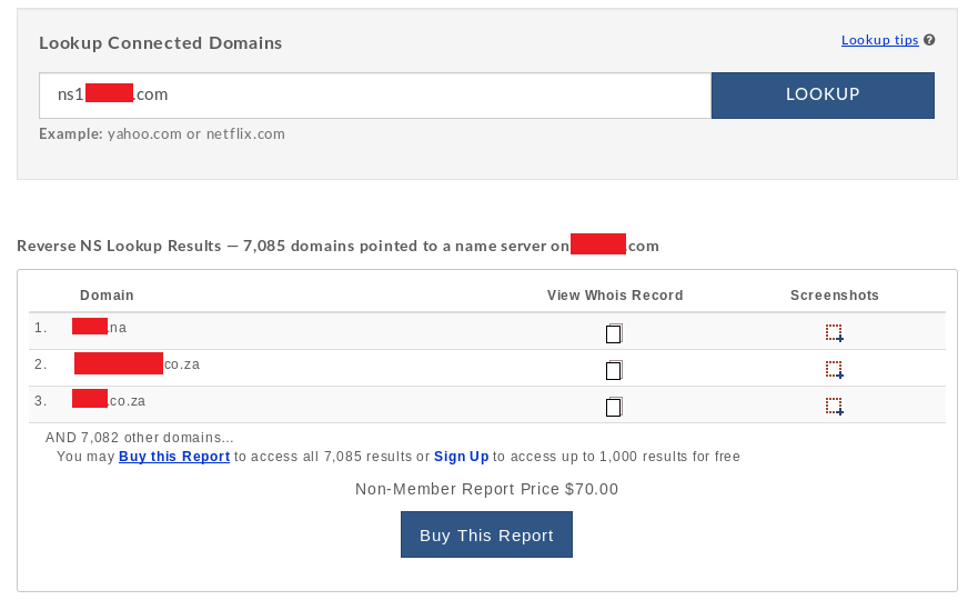 Domain tools lookup