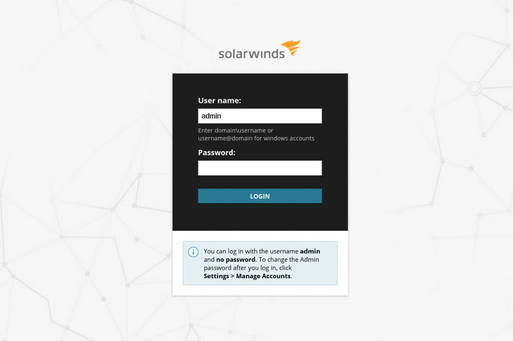 SolarWinds NPM login